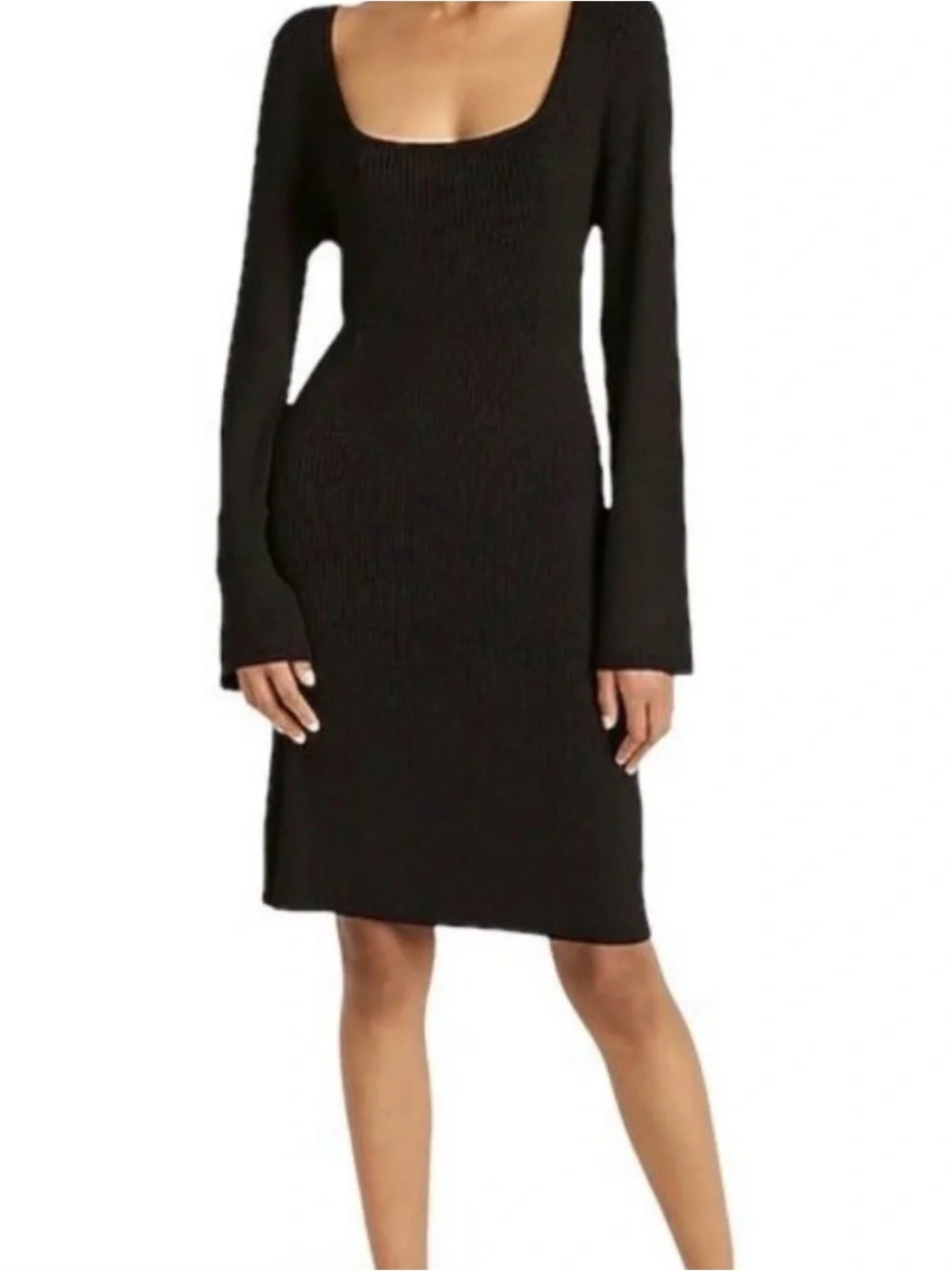 J. Crew NWOT square neck ribbed dress black small